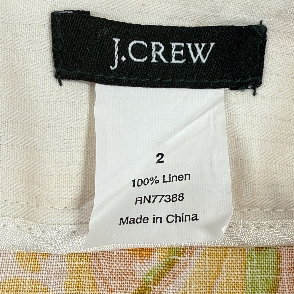 J. Crew Women's Pencil Skirt Size 2 100%‎ Linen Paisley Colorful Zip 95379 Y2K - Picture 3 of 11
